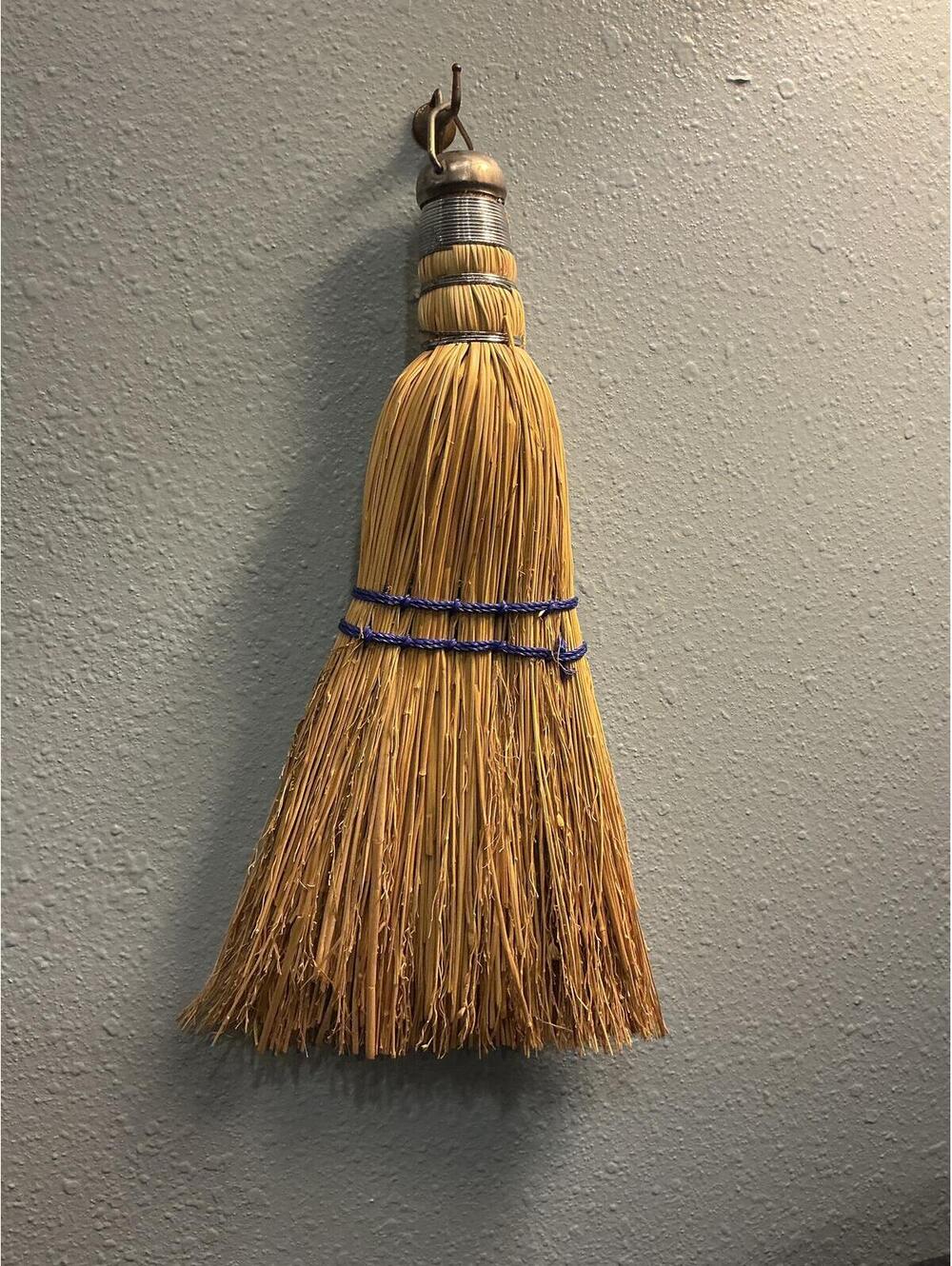 Vintage Handmade Small Straw Broom with Metal Handle